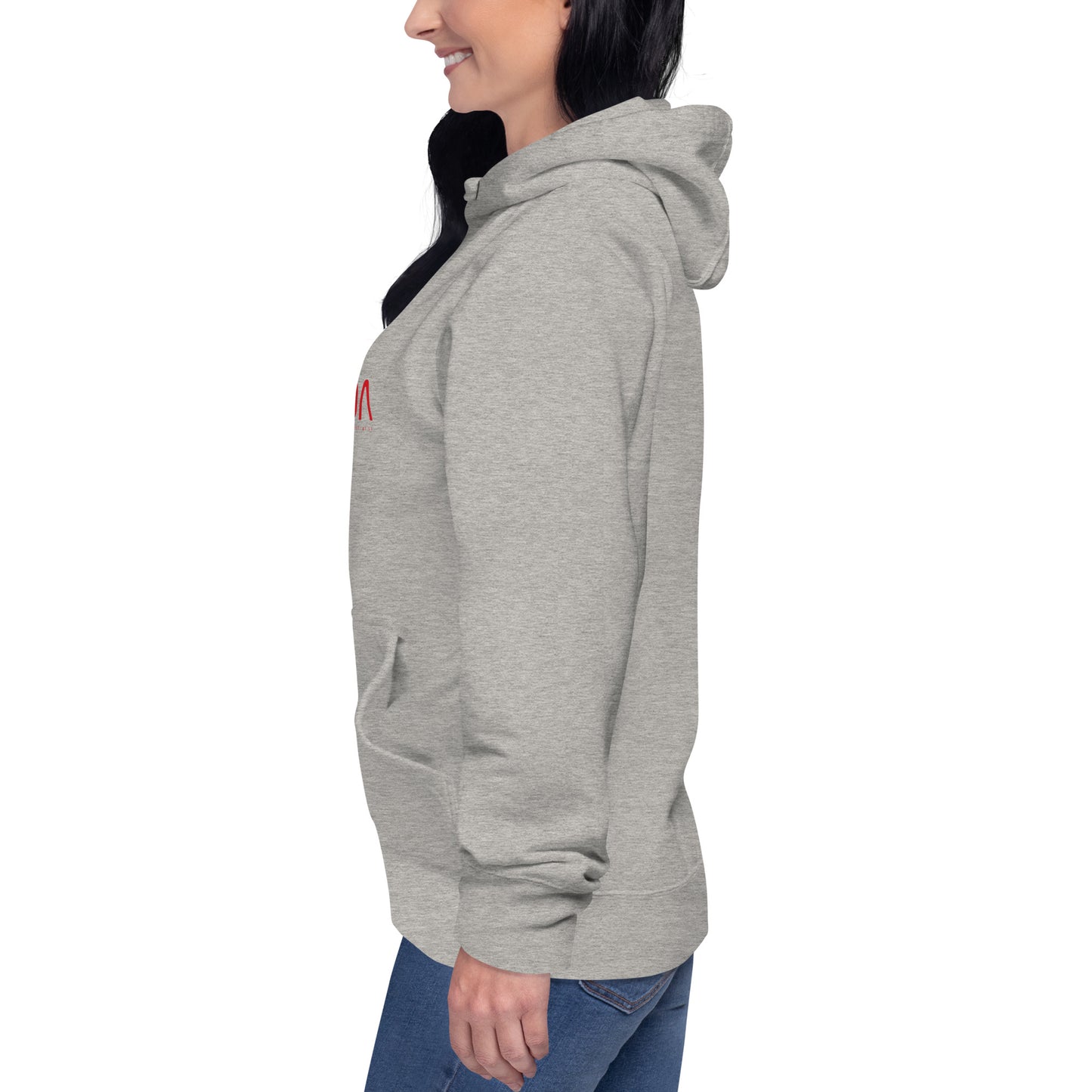 Unisex NADA Hoodie by wayward.biz in carbon grey, featuring a comfortable pullover design and modern style.