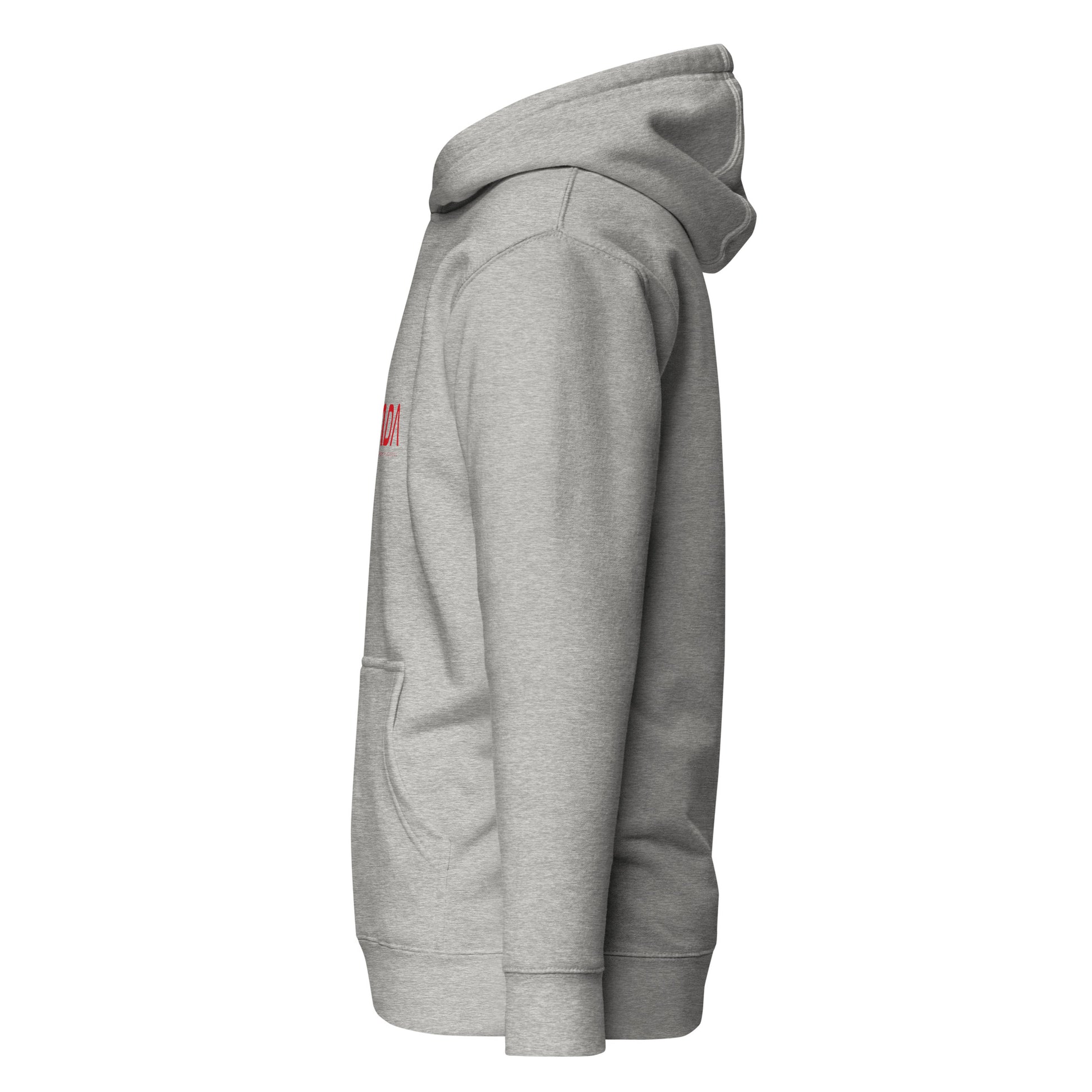 Unisex NADA hoodie by wayward.biz in carbon grey, featuring a comfortable pullover design and a casual fit.