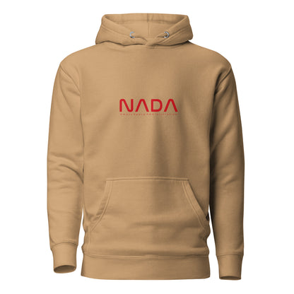 Khaki NADA Unisex Hoodie by wayward.biz, premium pullover style, front view showing comfortable fit and minimalist design.