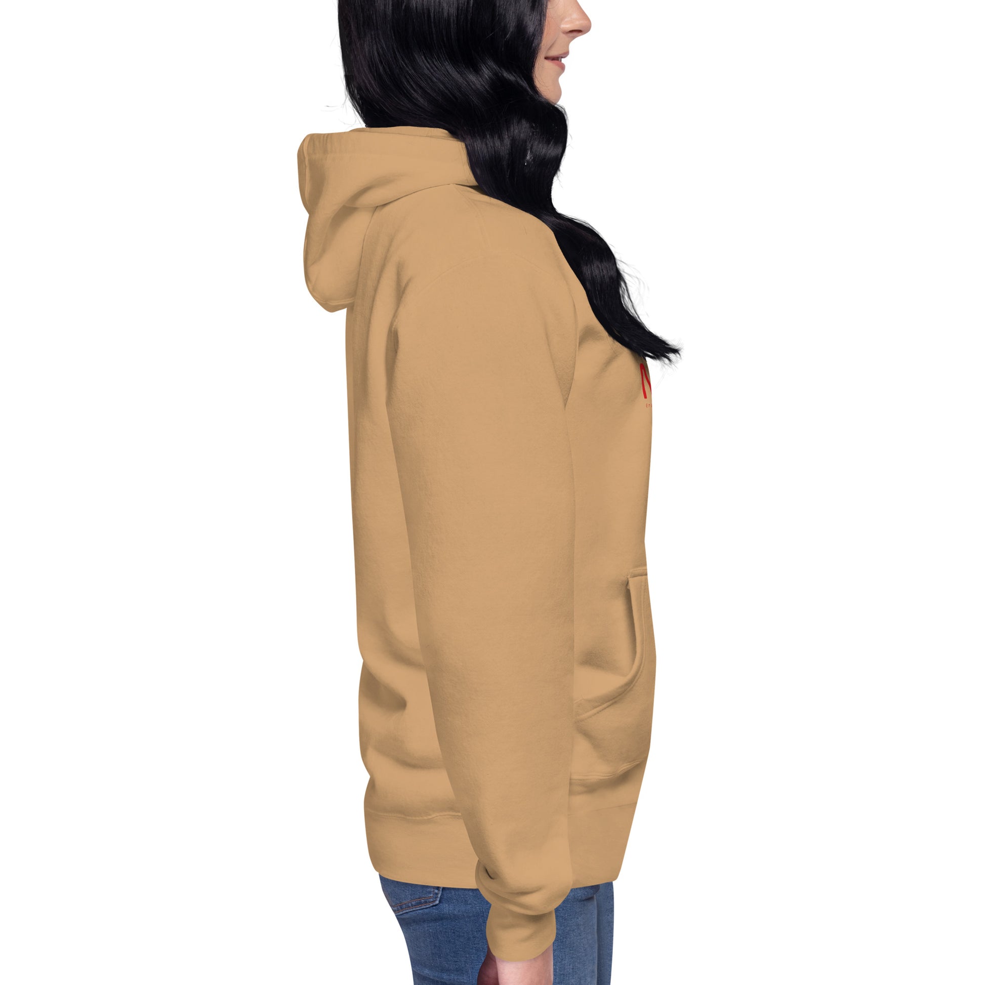 Unisex NADA hoodie by wayward.biz in khaki, featuring a comfortable pullover design and casual fit.