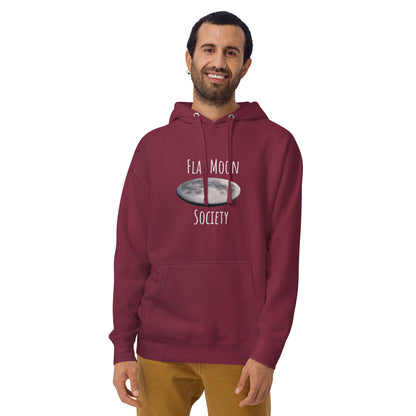 Unisex Flat Moon Society hoodie in maroon featuring a front design, made by wayward.biz, comfortable pullover style.