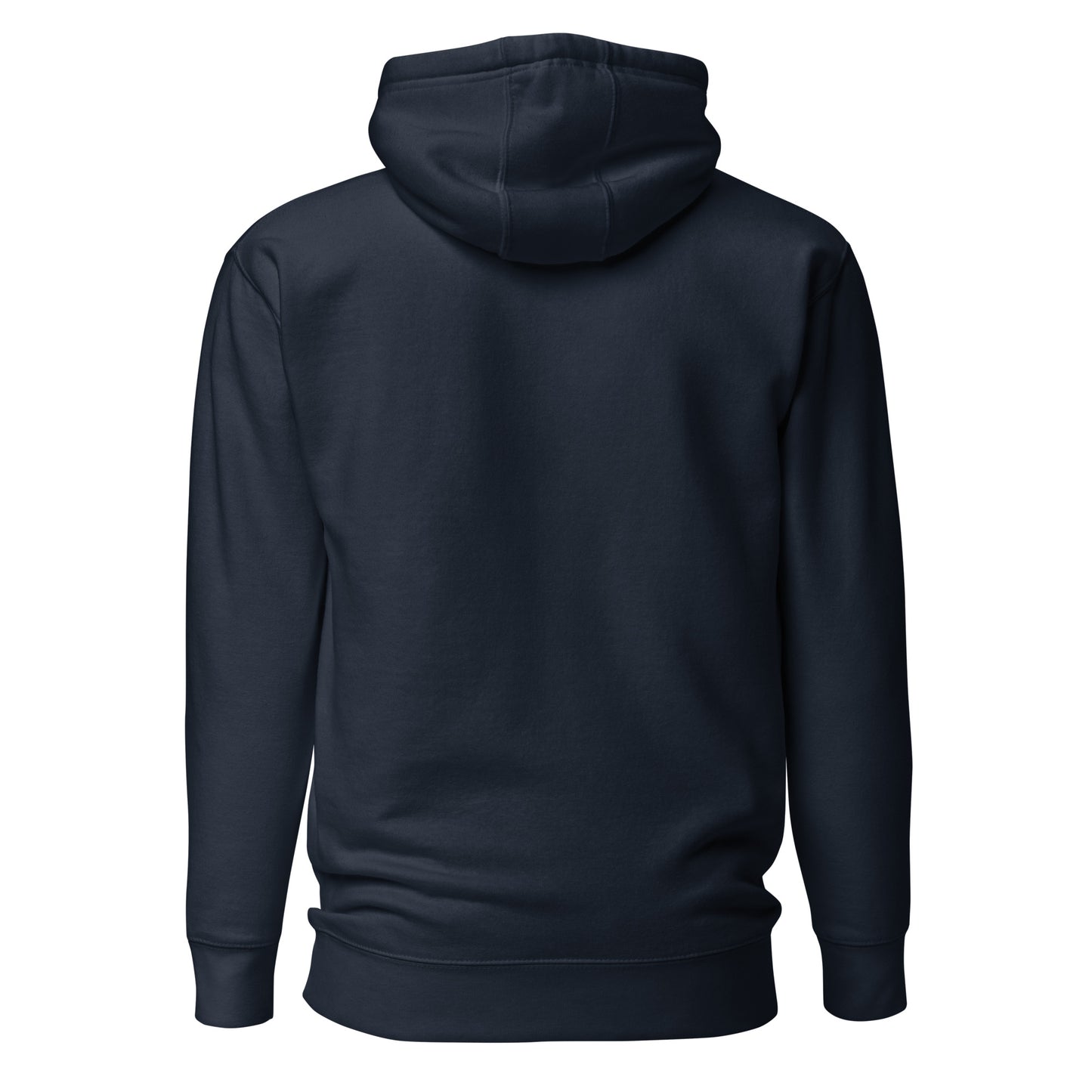Unisex navy blazer hoodie from Flat Moon Society by wayward.biz, featuring a pullover design and front logo print.
