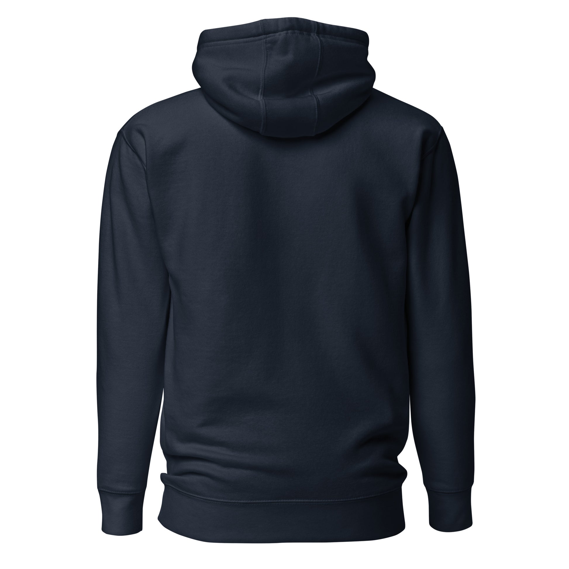 Unisex navy blazer hoodie from Flat Moon Society by wayward.biz, featuring a pullover design and front logo print.