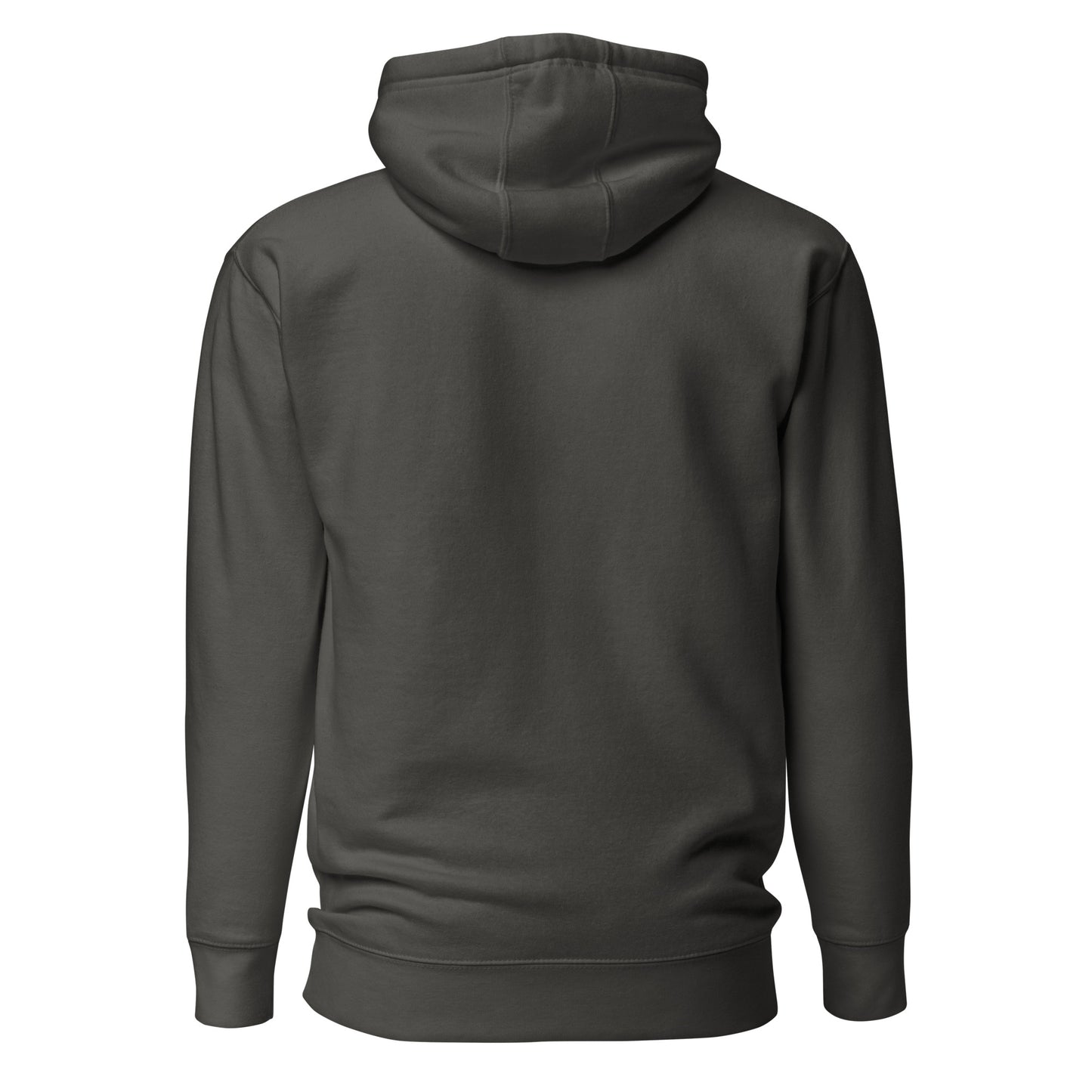 Unisex Flat Moon Society hoodie in vintage black with a relaxed fit, featuring a minimalist moon graphic on the back.