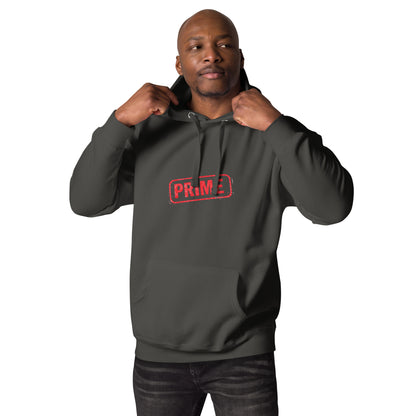 Unisex PRIME hoodie by wayward.biz in vintage black, showing the front view of a comfortable pullover hoodie with minimal design.