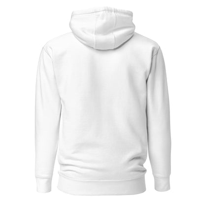 White NADA unisex hoodie with a pullover design, featuring a plain back and comfortable fit from wayward.biz.