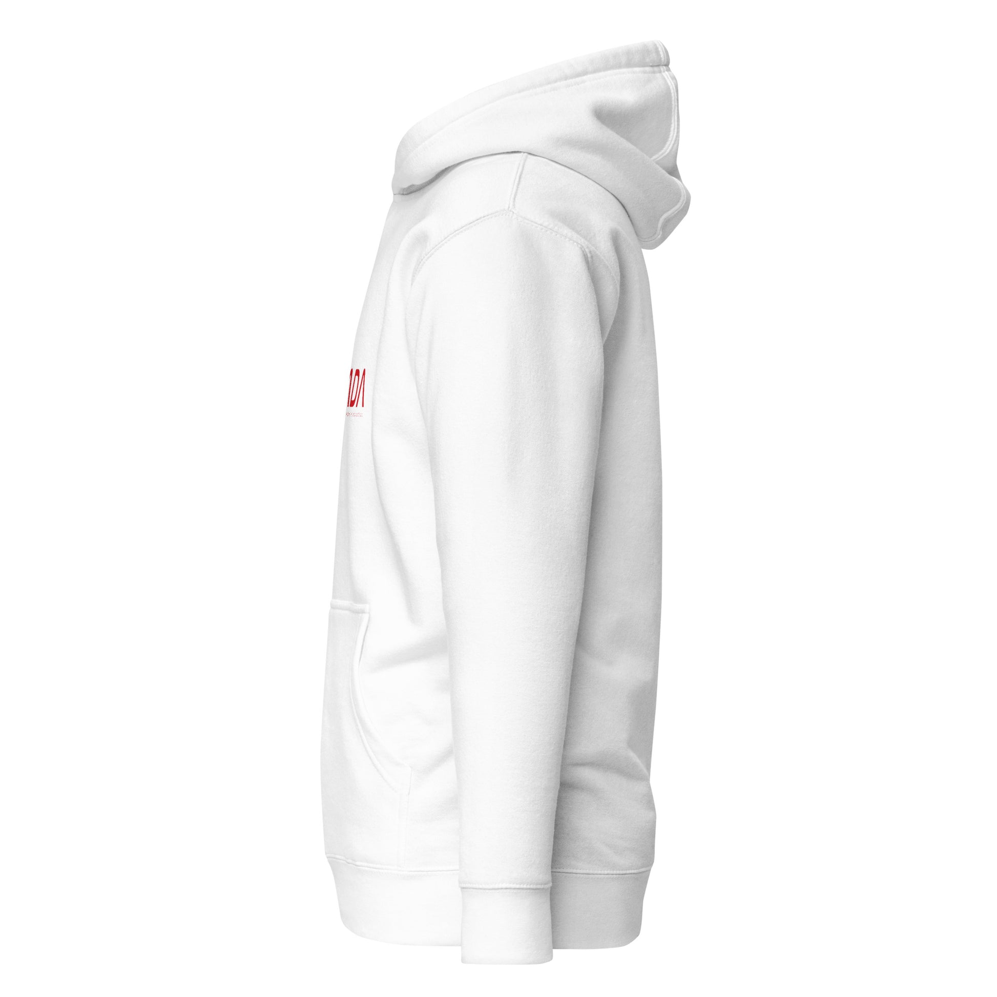 White NADA unisex hoodie from wayward.biz, premium pullover style with a comfortable fit and casual design.