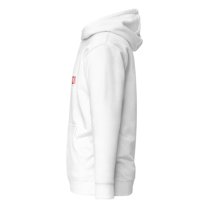 White NADA unisex hoodie from wayward.biz, premium pullover style with a comfortable fit and casual design.