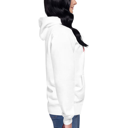 White NADA unisex hoodie by wayward.biz, premium pullover style, casual streetwear hoodie with a comfortable fit.
