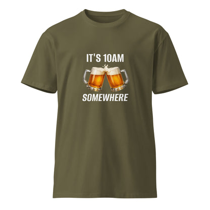 Unisex army green premium T-shirt from wayward.biz with front graphic design, casual fit, and comfortable fabric.