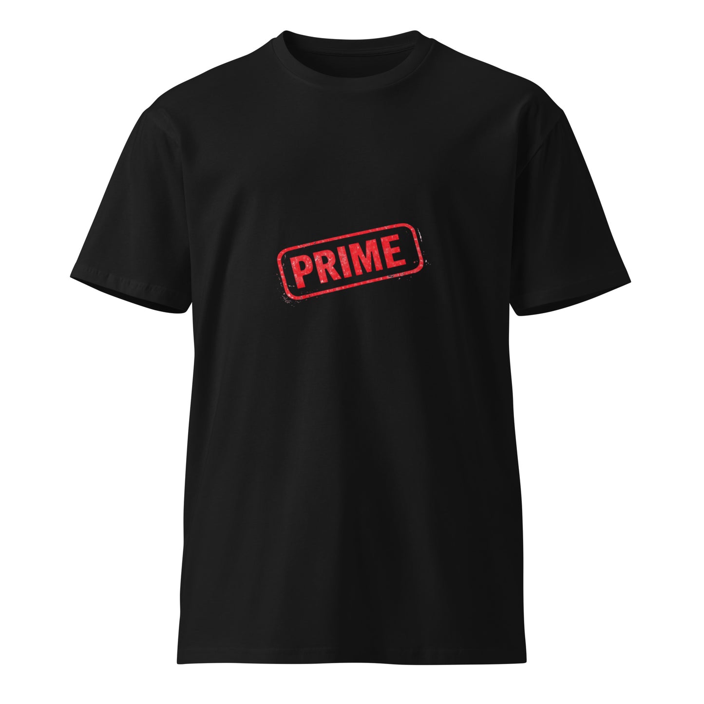 Prime unisex premium black T-shirt by wayward.biz, front view showing soft fabric and classic fit.