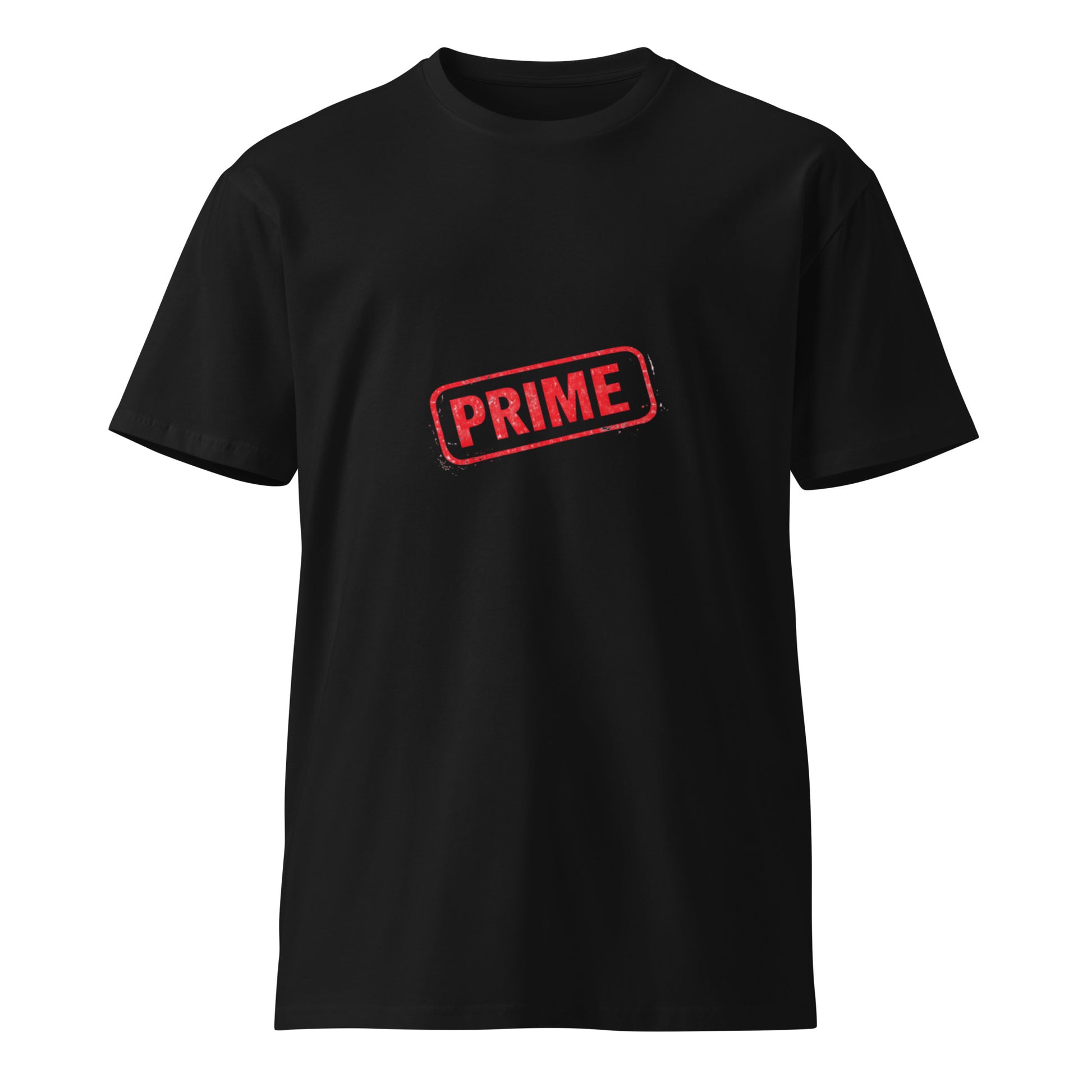 Prime unisex premium black T-shirt by wayward.biz, front view showing soft fabric and classic fit.