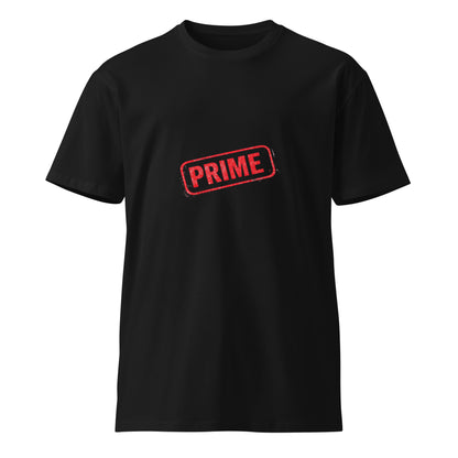 Prime unisex premium black T-shirt by wayward.biz, front view showing soft fabric and classic fit.