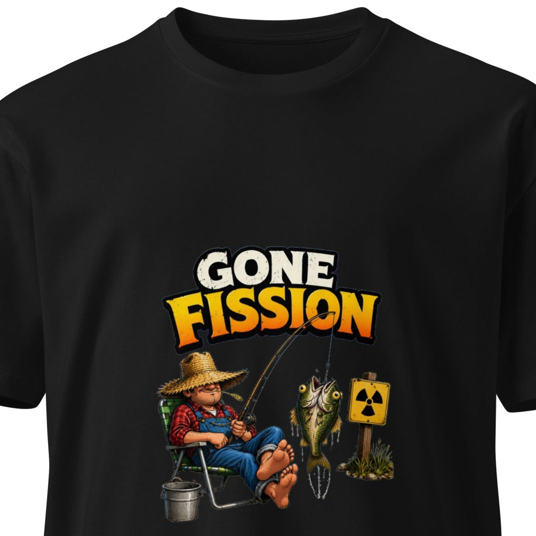 Black Gone Fission unisex premium T-shirt by wayward.biz, front view showcasing the stylish design and comfortable fit.