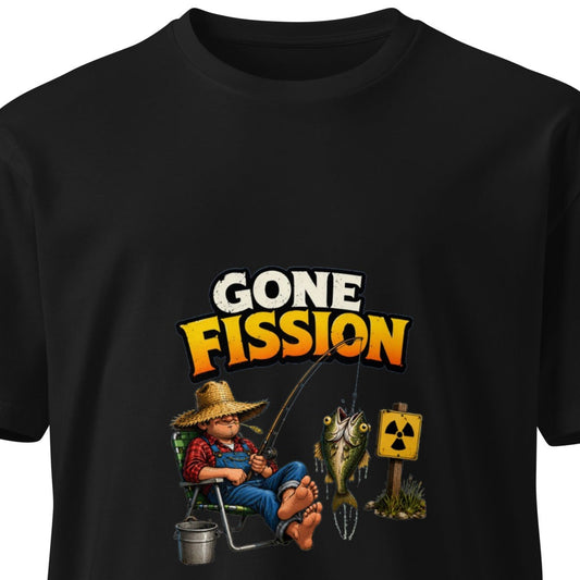 Black Gone Fission unisex premium T-shirt by wayward.biz, front view showcasing the stylish design and comfortable fit.