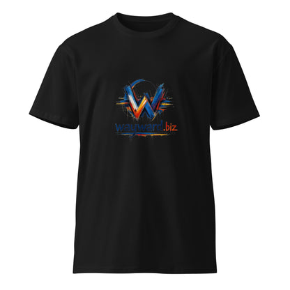 Black unisex premium T-shirt by wayward.biz, front view showing comfortable fit and sleek design.