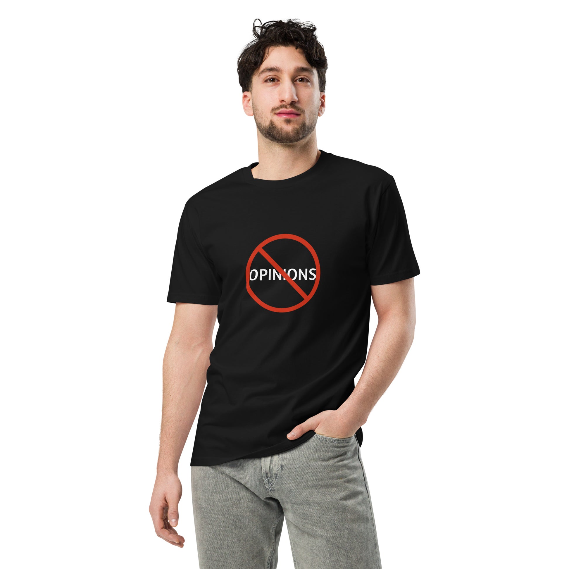 Unisex premium dark T-shirt by wayward.biz featuring a sleek black design and comfortable fit, front view.