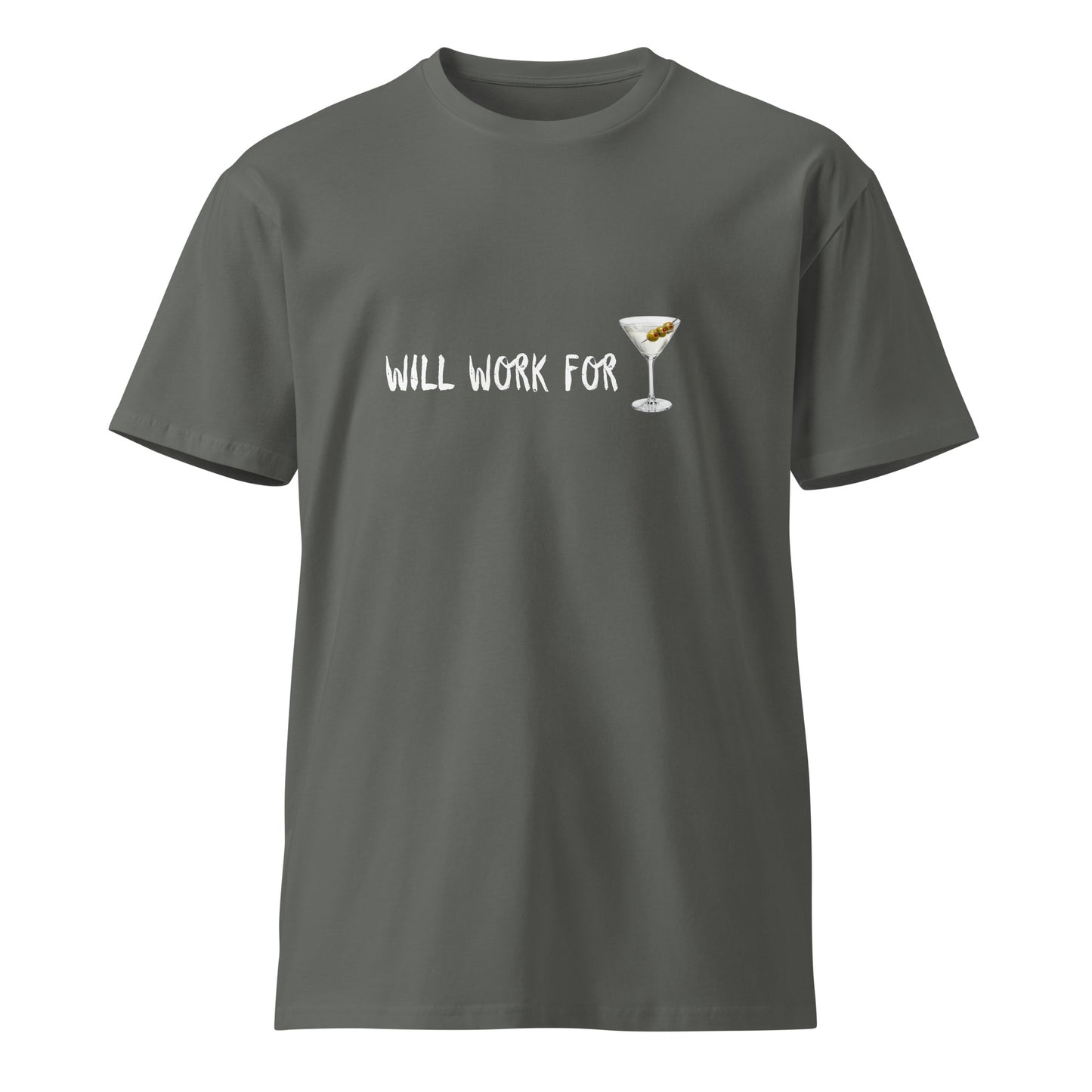 Unisex premium dark charcoal T-shirt featuring a simple, modern design, made by wayward.biz for a stylish, casual look.