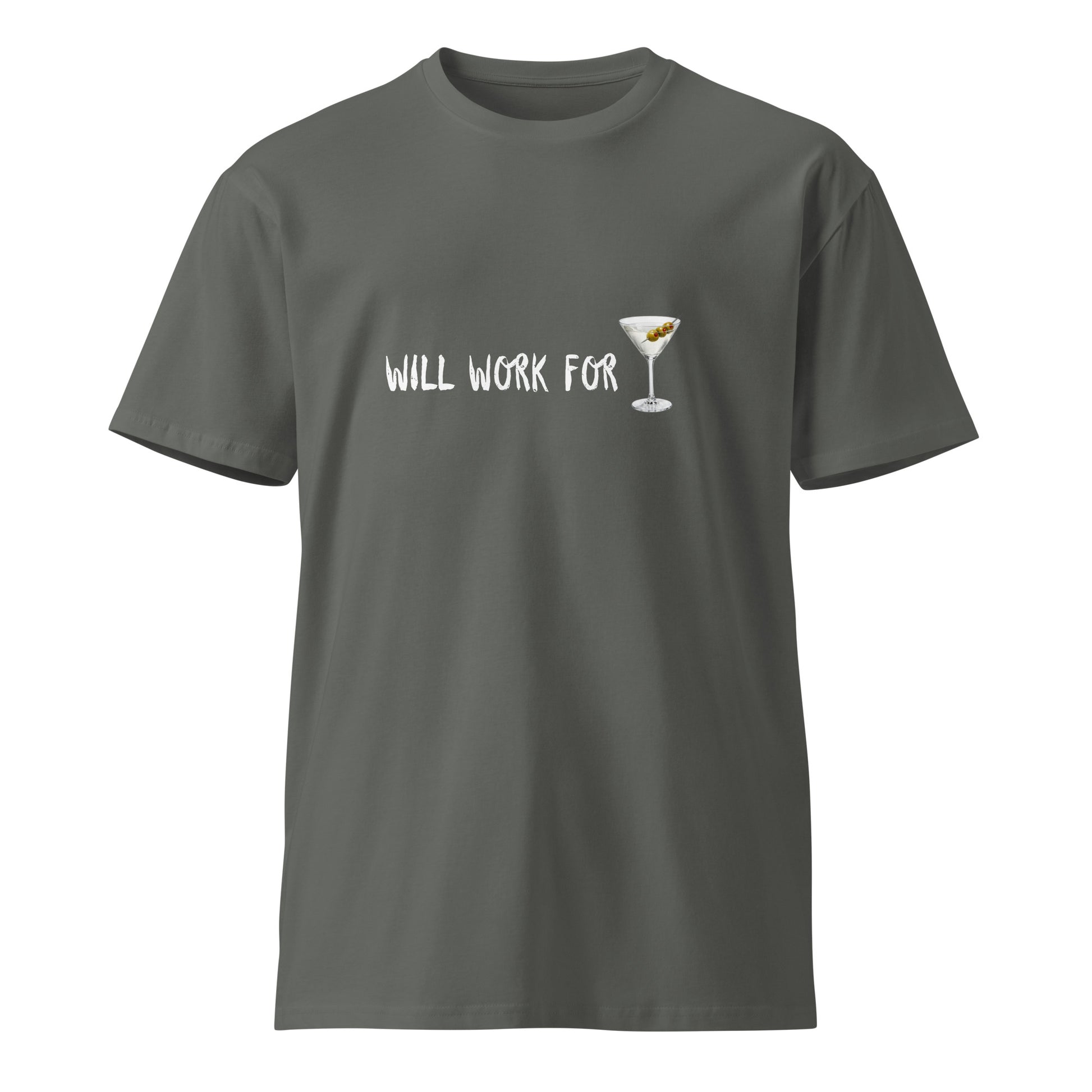 Unisex premium dark charcoal T-shirt featuring a simple, modern design, made by wayward.biz for a stylish, casual look.