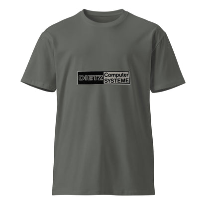 Unisex charcoal premium T-shirt by Dietz Computer Systeme with a front graphic, casual fit, and comfortable fabric.