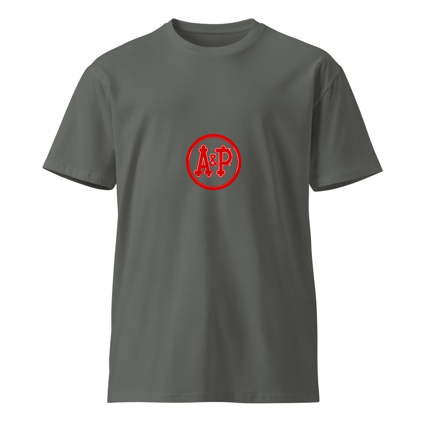 Unisex charcoal premium T-shirt from wayward.biz with a comfortable fit and simple design, front view showing the smooth fabric.
