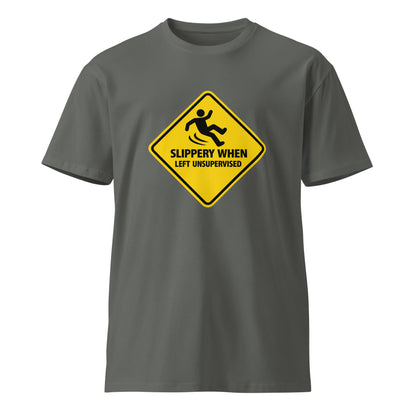 Unisex charcoal premium T-shirt from wayward.biz with a front design, casual fit, and comfortable fabric.