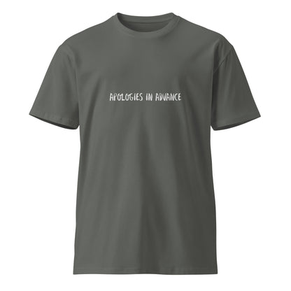Unisex charcoal premium T-shirt featuring wayward.biz branding, front view showing soft fabric and classic fit.