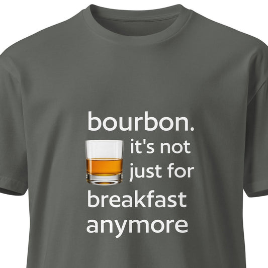 Unisex bourbon-themed premium dark T-shirt by wayward.biz with front graphic, casual fit, and charcoal color.