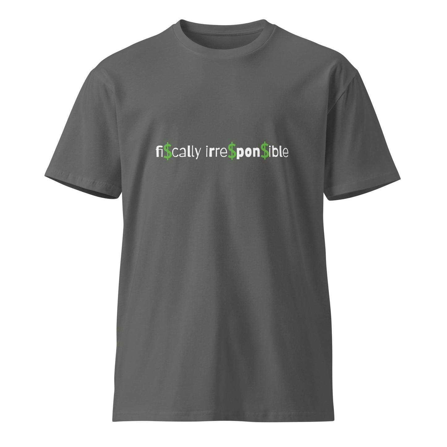 Unisex dark charcoal premium T-shirt by wayward.biz, front view showing soft fabric and modern fit.