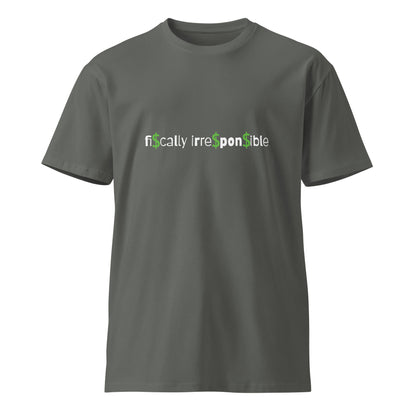 Unisex dark charcoal premium T-shirt by wayward.biz, front view showing soft fabric and modern fit.