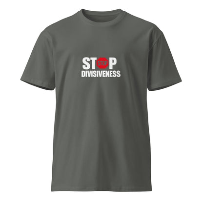 Unisex charcoal premium T-shirt by wayward.biz featuring a simple, modern design on the front.
