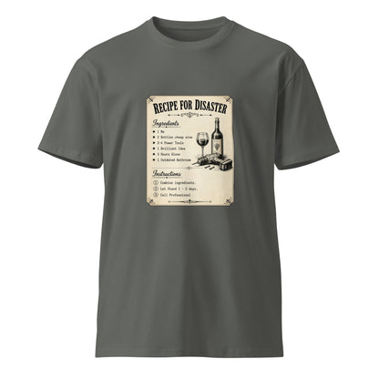 Charcoal unisex premium T-shirt by wayward.biz featuring a front design for Recipe for Disaster themed apparel.