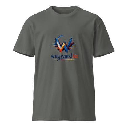 Unisex charcoal premium T-shirt by wayward.biz, front view showing soft fabric and classic fit.