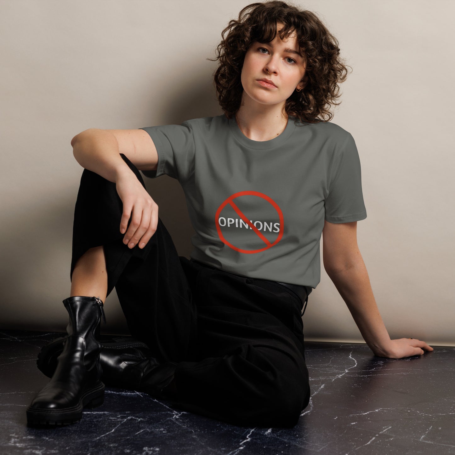 Unisex dark charcoal premium T-shirt by wayward.biz with a simple front design, made from soft, high-quality fabric.