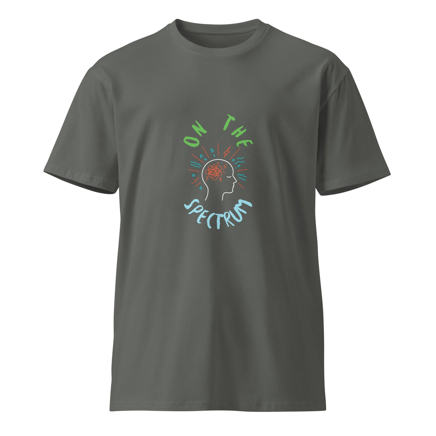 Unisex dark charcoal premium T-shirt from Wayward.biz with a simple, clean front design, made from soft, high-quality fabric.