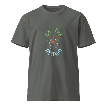 Unisex dark charcoal premium T-shirt from Wayward.biz with a simple, clean front design, made from soft, high-quality fabric.