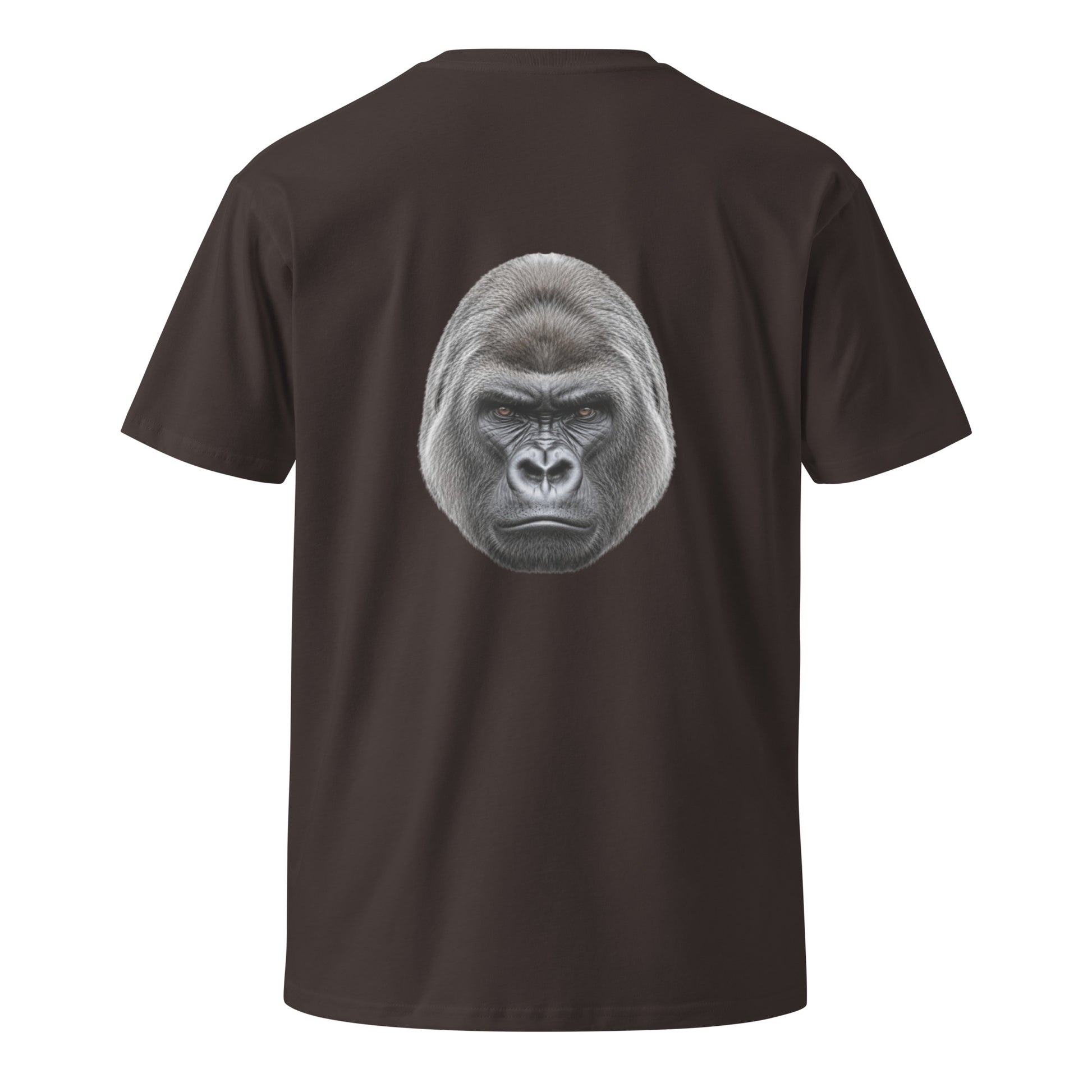 Unisex Silverback premium T-shirt in coal color with graphic design on the back, made by Wayward.biz.