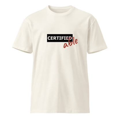 Unisex premium ecru T-shirt from wayward.biz with a clean front design, made of high-quality fabric.