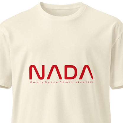 Unisex premium T-shirt featuring a natural front design, from NADA Empty Space Administration by wayward.biz.