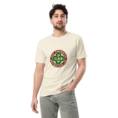 Unisex premium T-shirt by Pan American Gas Co. in natural color, front view, casual style, soft fabric, Wayward.biz brand.