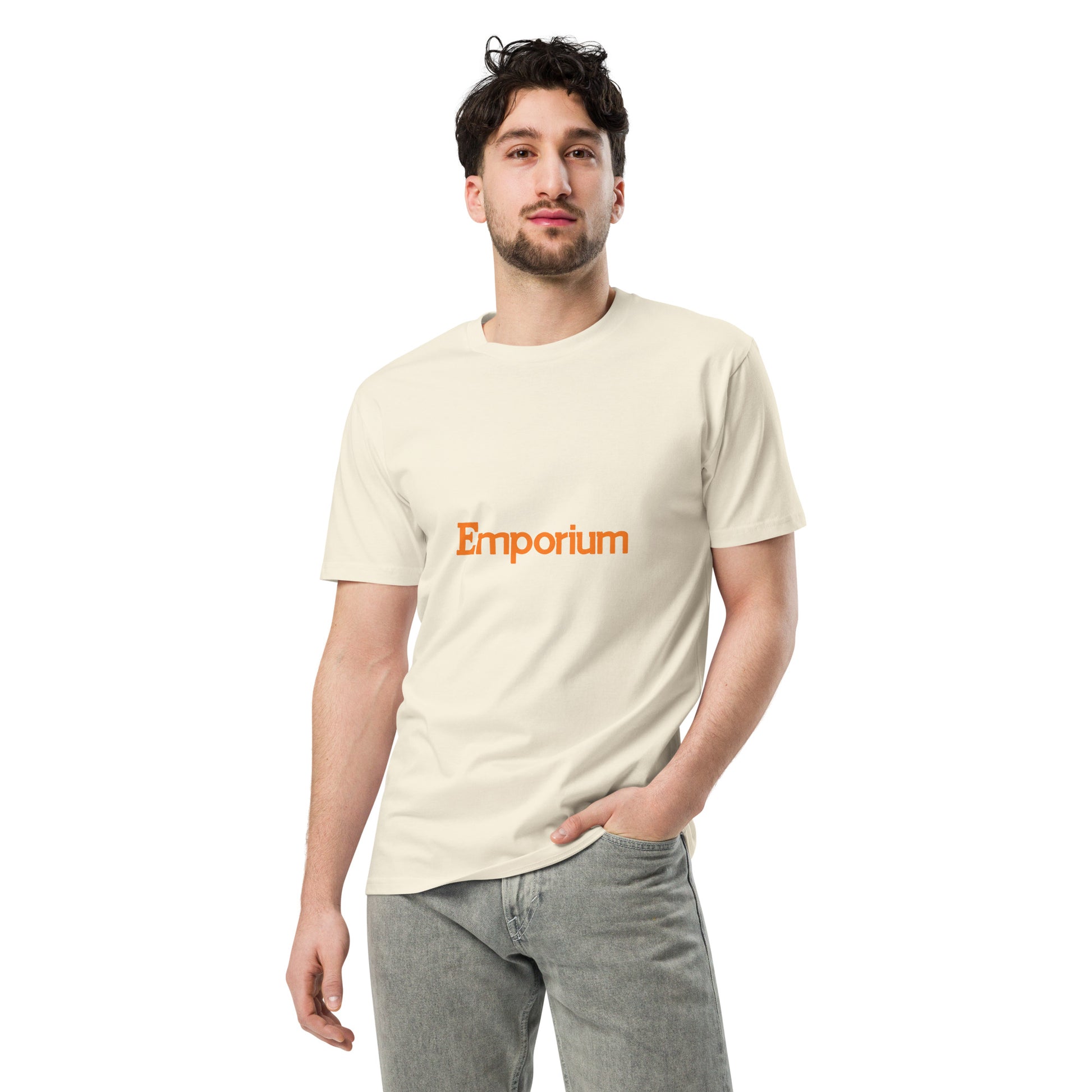 Wayward.biz unisex premium T-shirt in natural color, front view showing soft fabric and classic fit for casual wear.