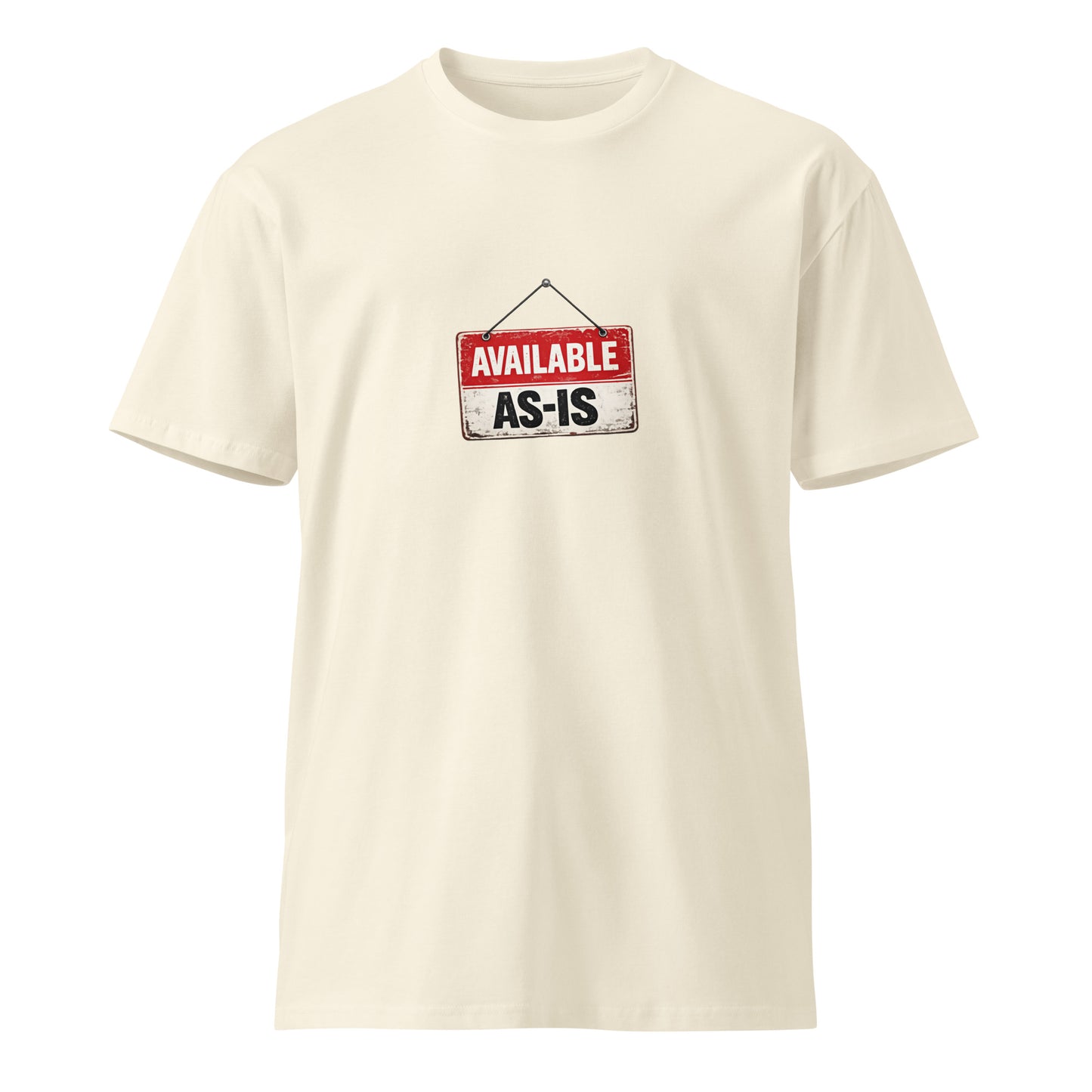Unisex premium T-shirt by wayward.biz in natural color, front view, showcasing soft fabric and classic fit.