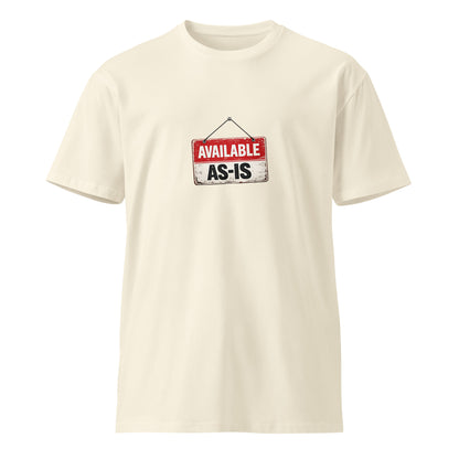 Unisex premium T-shirt by wayward.biz in natural color, front view, showcasing soft fabric and classic fit.