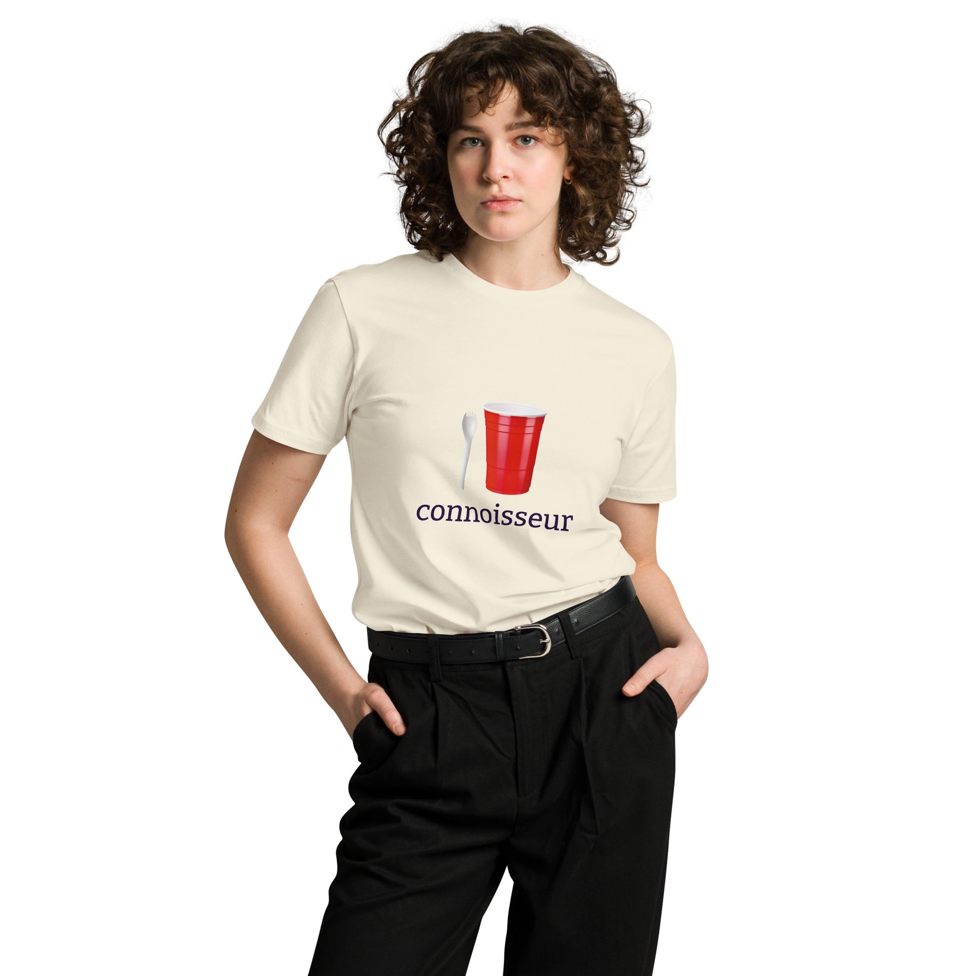 Unisex premium light T-shirt by wayward.biz, natural color, front view, soft fabric, casual fit, high-quality men's and women's tee