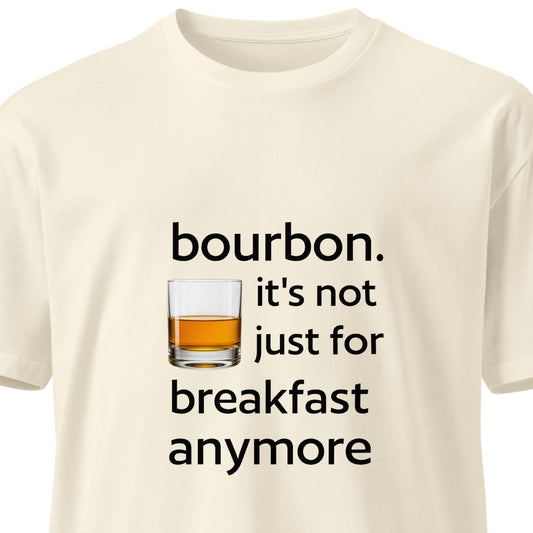 Light unisex bourbon-themed premium T-shirt from wayward.biz featuring a natural front design, perfect for casual wear.