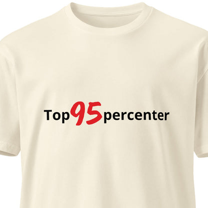 Unisex Top 95percenter premium light T-shirt by wayward.biz, natural color, front view showing soft fabric and classic fit.