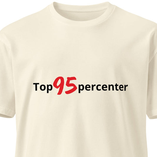Unisex Top 95percenter premium light T-shirt by wayward.biz, natural color, front view showing soft fabric and classic fit.