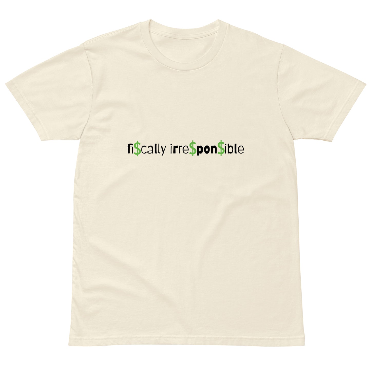 Unisex light premium T-shirt by wayward.biz in natural color, shown from the front with a comfortable fit and soft fabric.