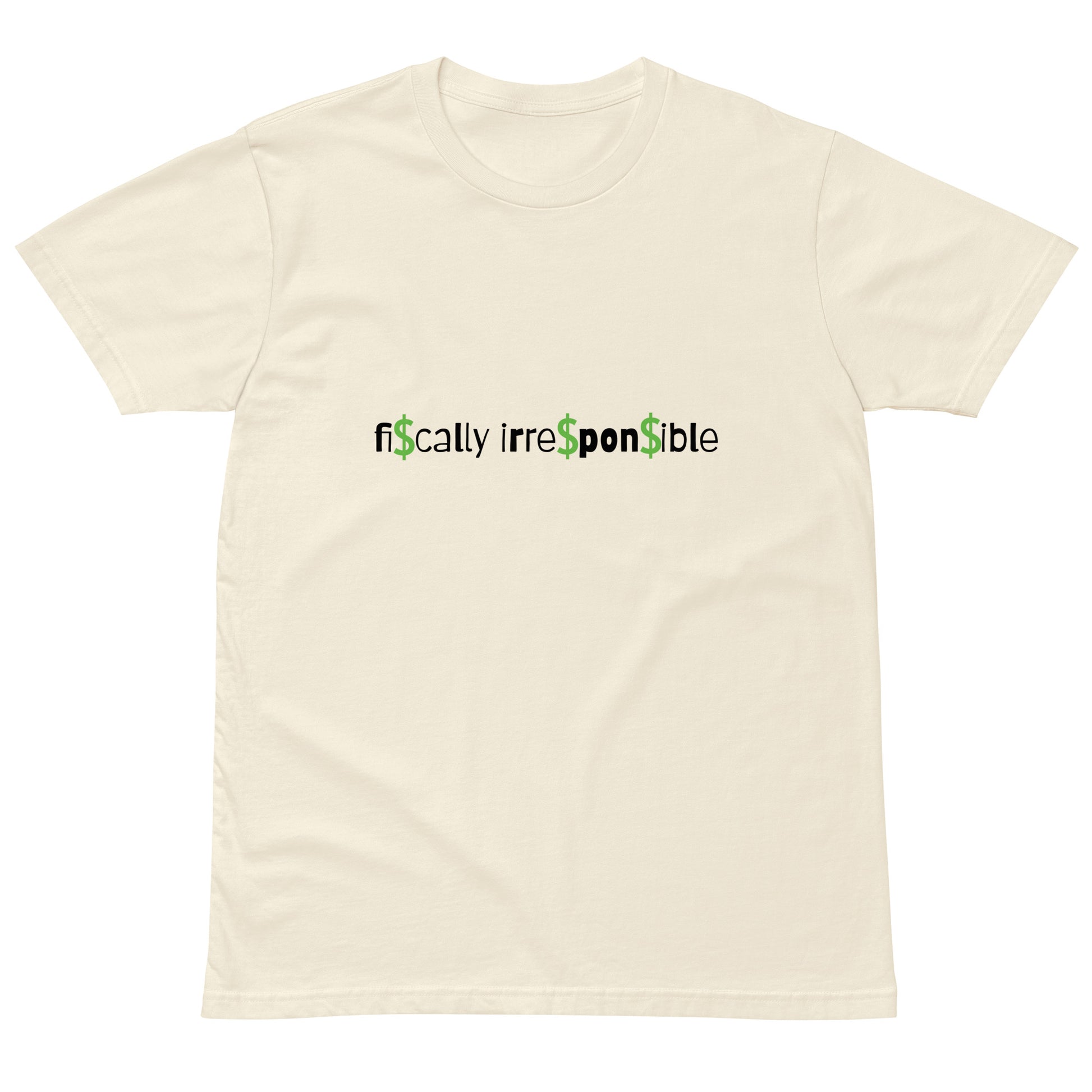 Unisex light premium T-shirt by wayward.biz in natural color, shown from the front with a comfortable fit and soft fabric.