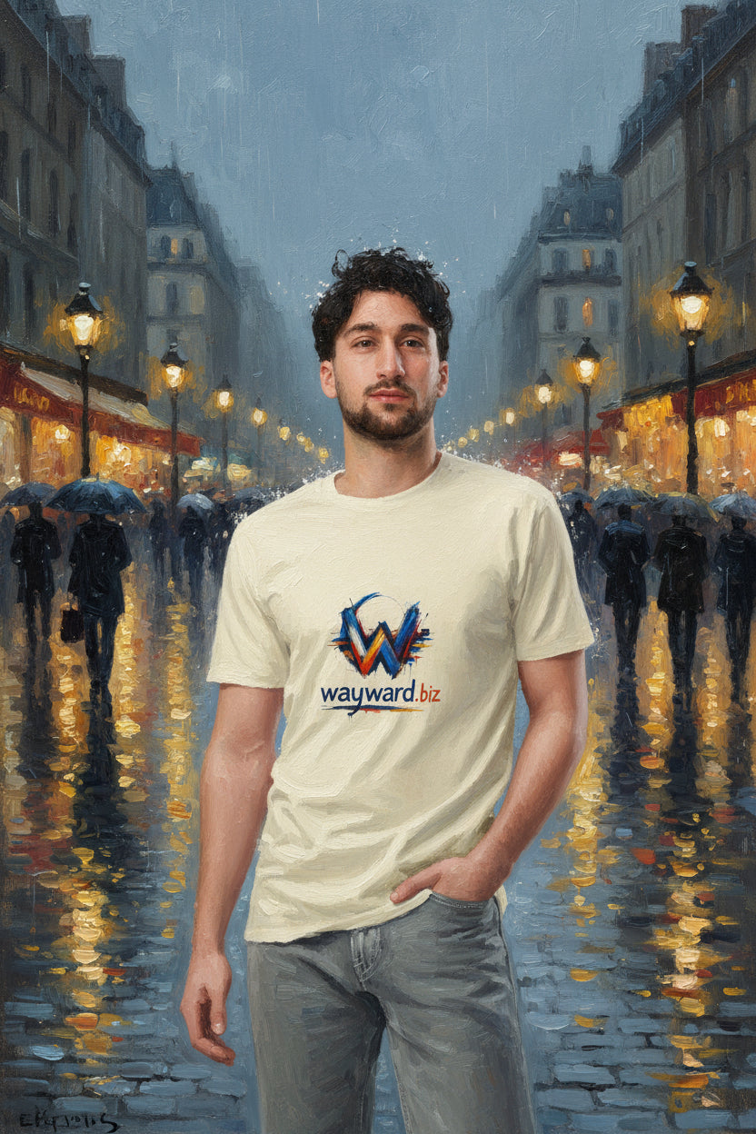Unisex premium T-shirt by wayward.biz, natural color, front view, soft fabric, casual style, perfect for everyday wear